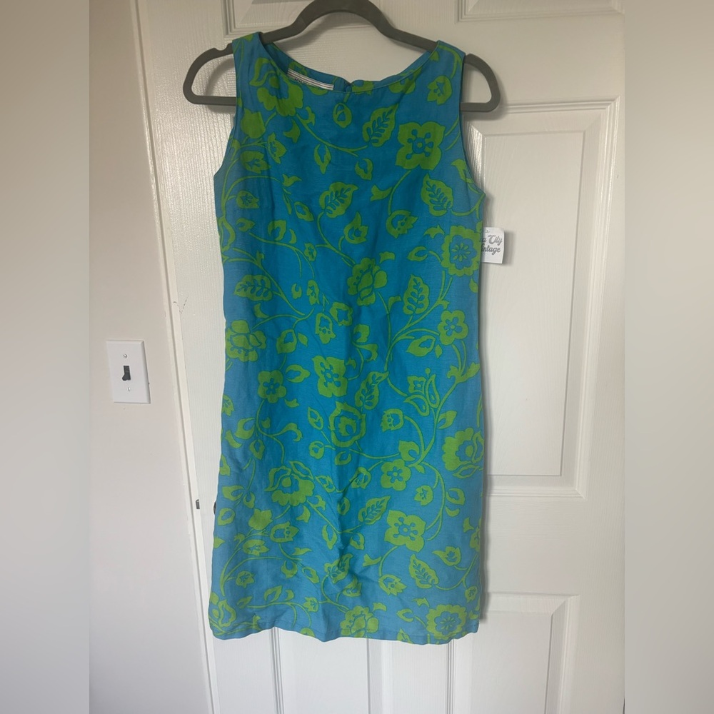 Jones New York Blue and Green Floral Dress
